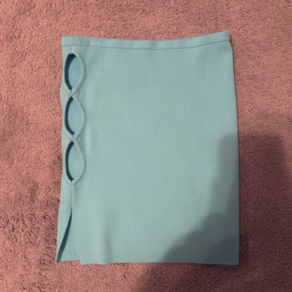 Blue Cut Out Mini Skirt